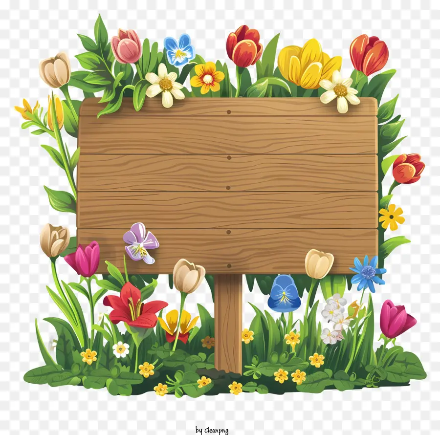 Tablero De Letrero De Flores De Primavera，Los Tulipanes PNG