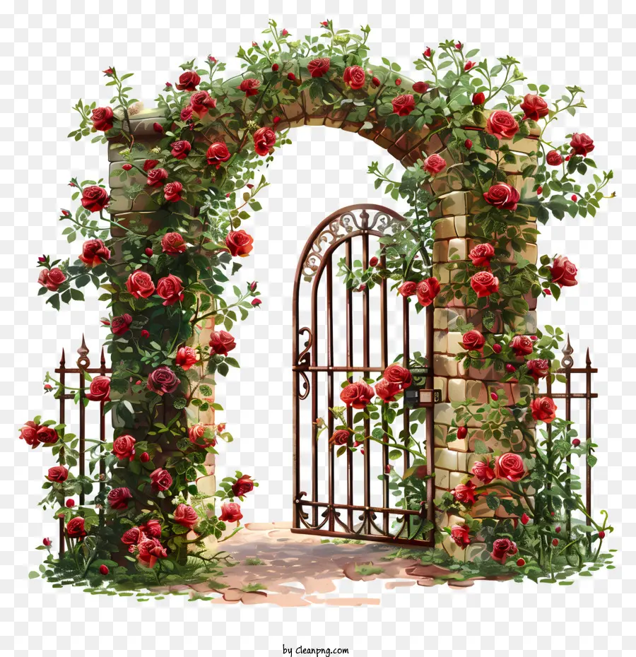 Flores De La Puerta Del Jardín De Primavera，Arco Del Jardín PNG