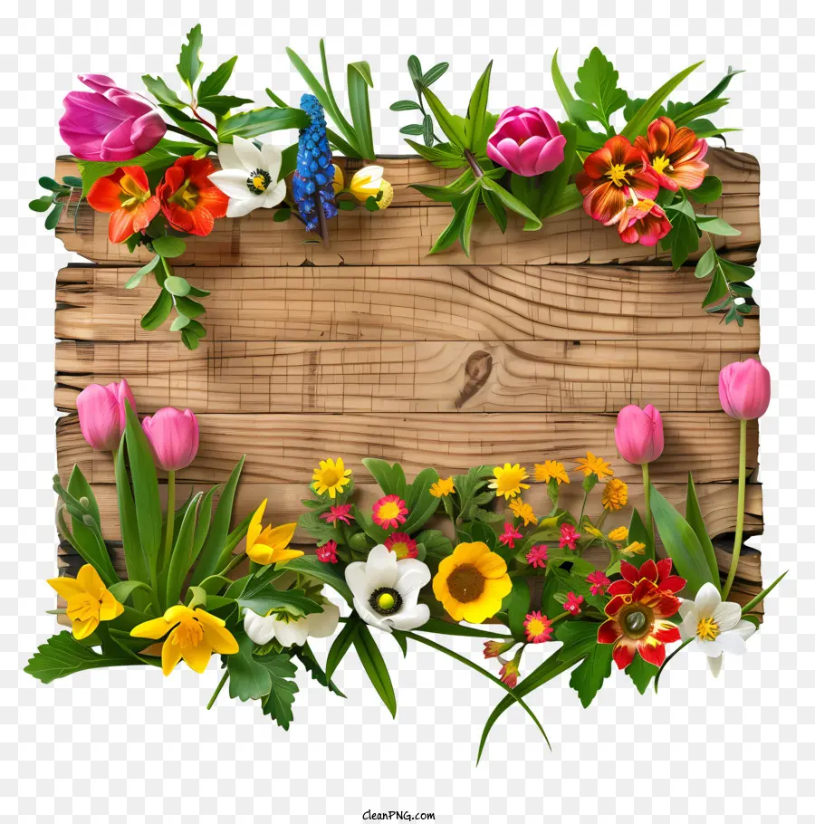 Tablero De Letrero De Flores De Primavera，Jardín Floral PNG