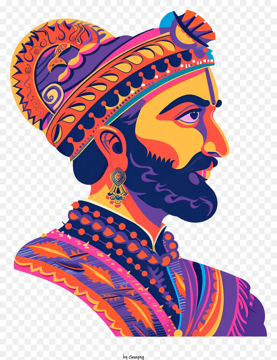 Shivaji Maharaj，Vintage Pintura PNG