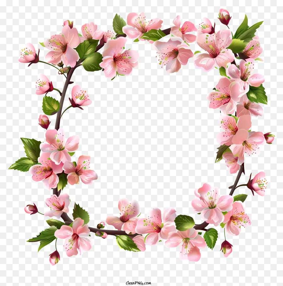 Borde De Flores De Primavera，Flores De Cerezo PNG