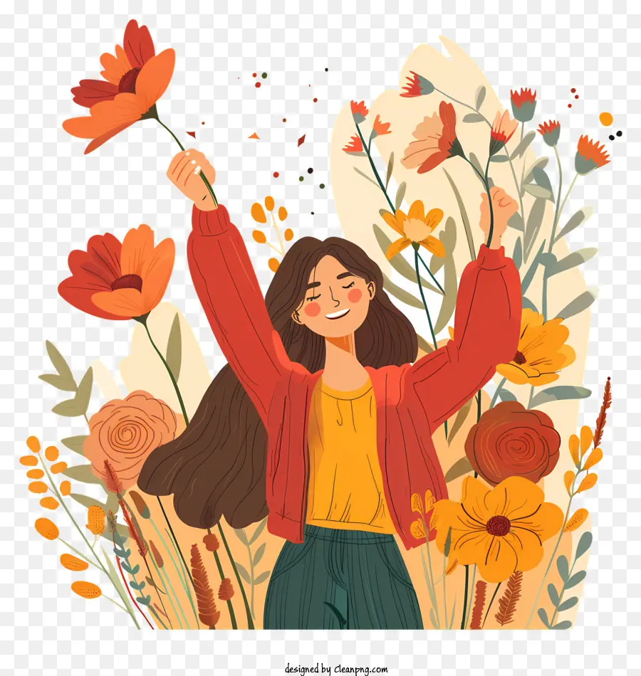 Arte De Flores Del Día De Las Mujeres，Mujer Joven PNG