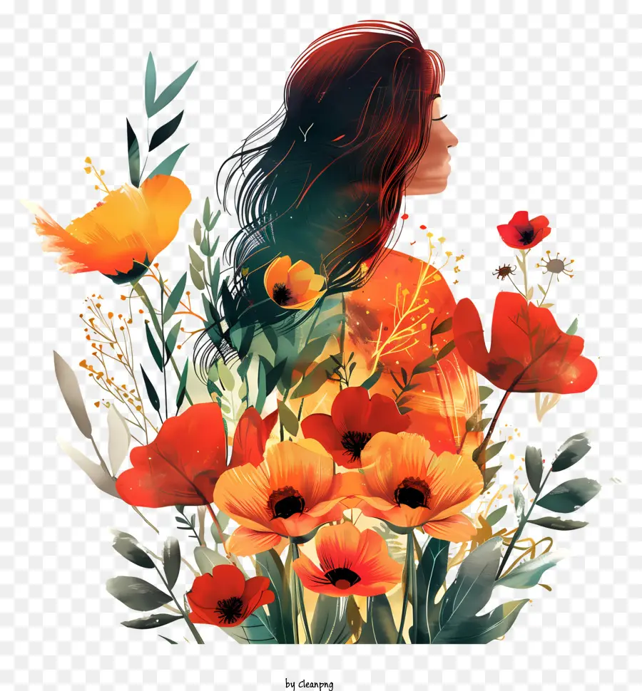 Arte De Flores Del Día De Las Mujeres，Mujer PNG