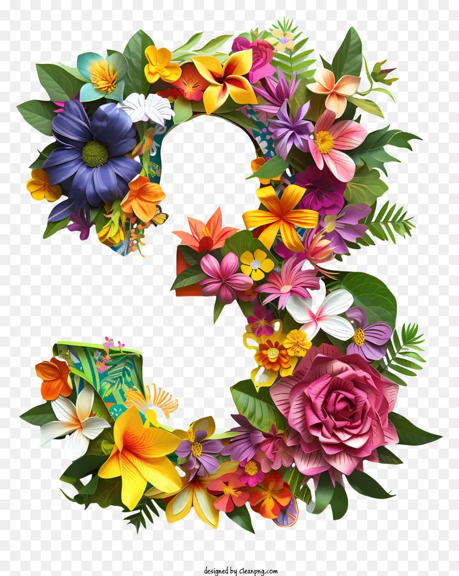 Número Floral Tres，Flor Número Ocho PNG