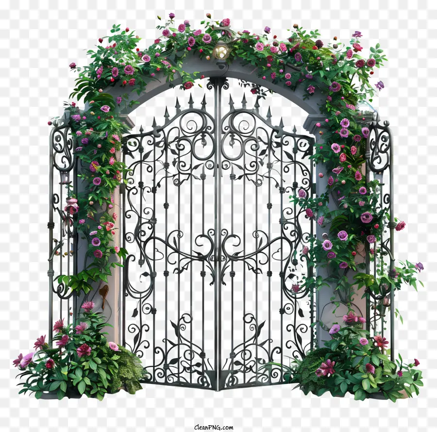 Flores De La Puerta Del Jardín De Primavera，Puerta Decorativa PNG