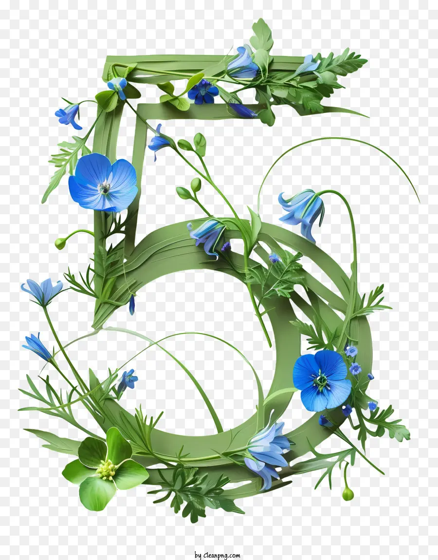 Floral Número Cinco，Número 5 PNG