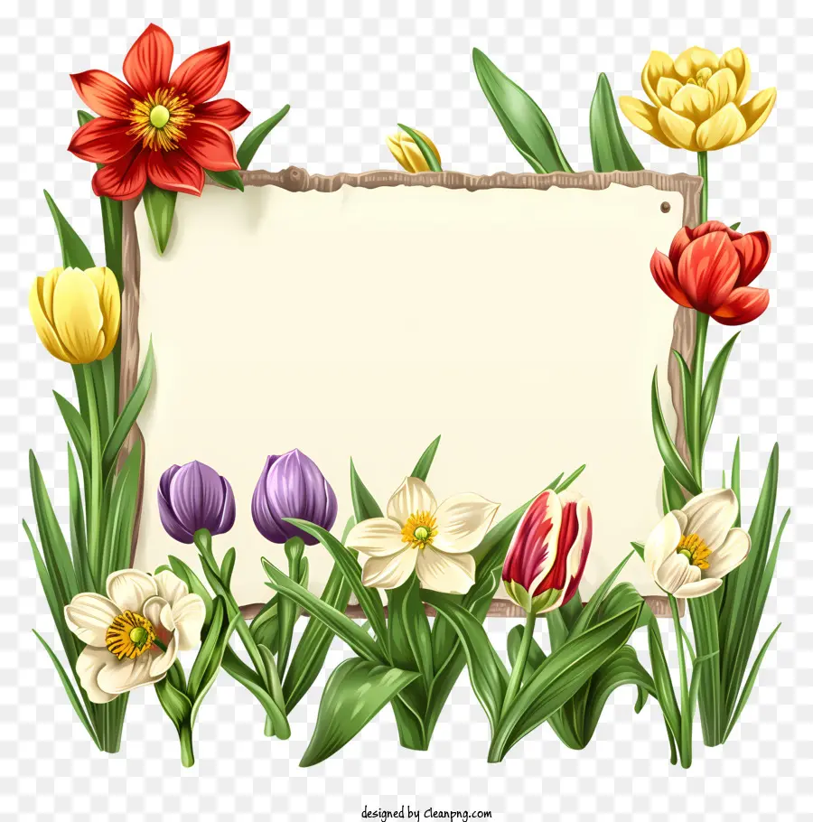 Tablero De Letrero De Flores De Primavera，Cartel De Madera PNG