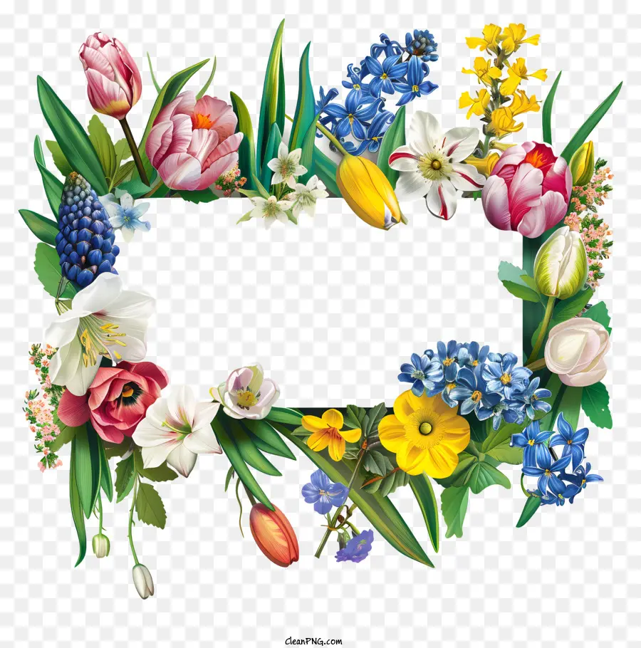 Tablero De Letrero De Flores De Primavera，Floral Corona PNG