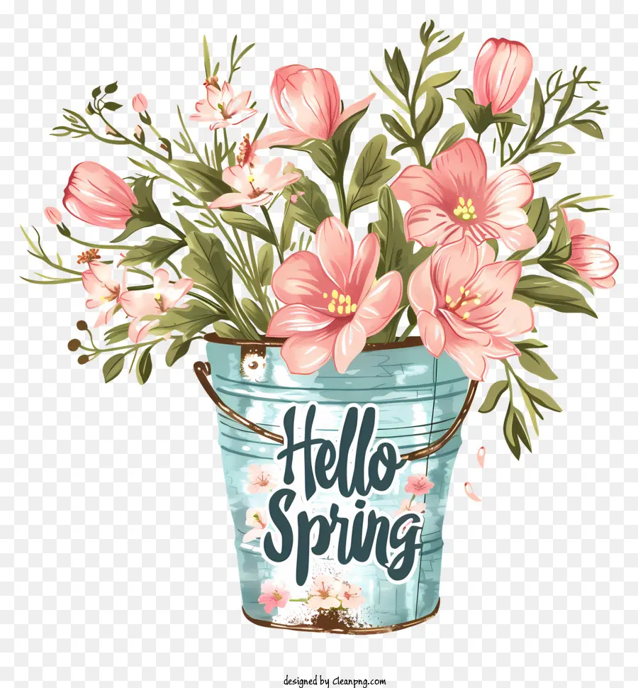 Hola Primavera，Cubo De Flores PNG