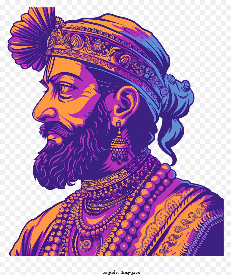 Shivaji Maharaj，Retrato Colorido PNG