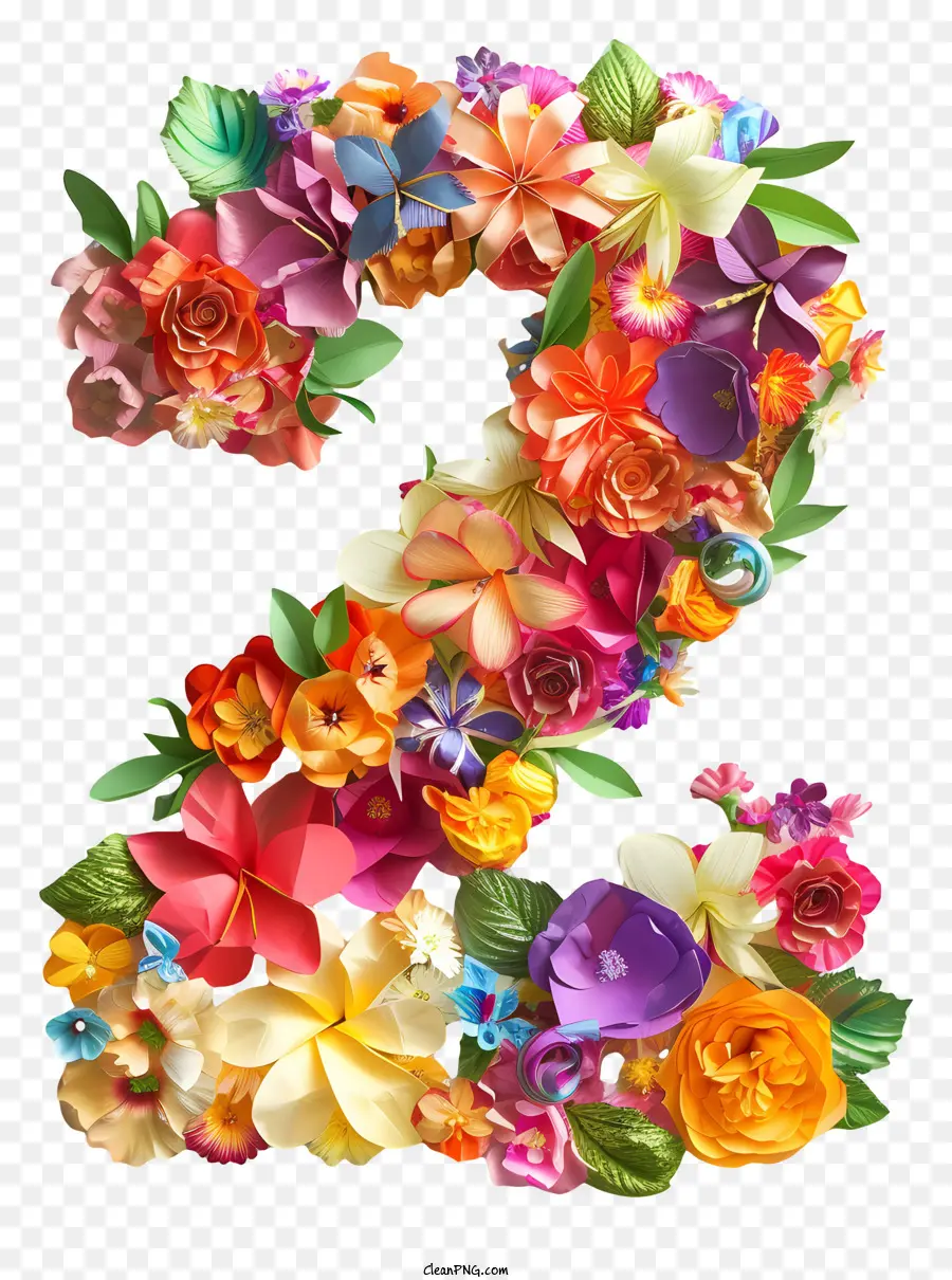 Número Floral Dos，Numero 2 PNG