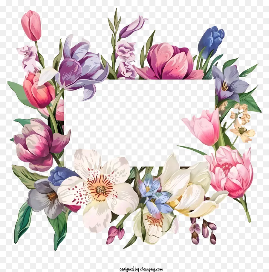 Tablero De Letrero De Flores De Primavera，Floral Corona PNG