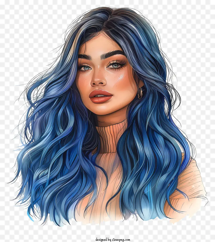 Kylie Jenner，Mujer De Pelo Azul PNG