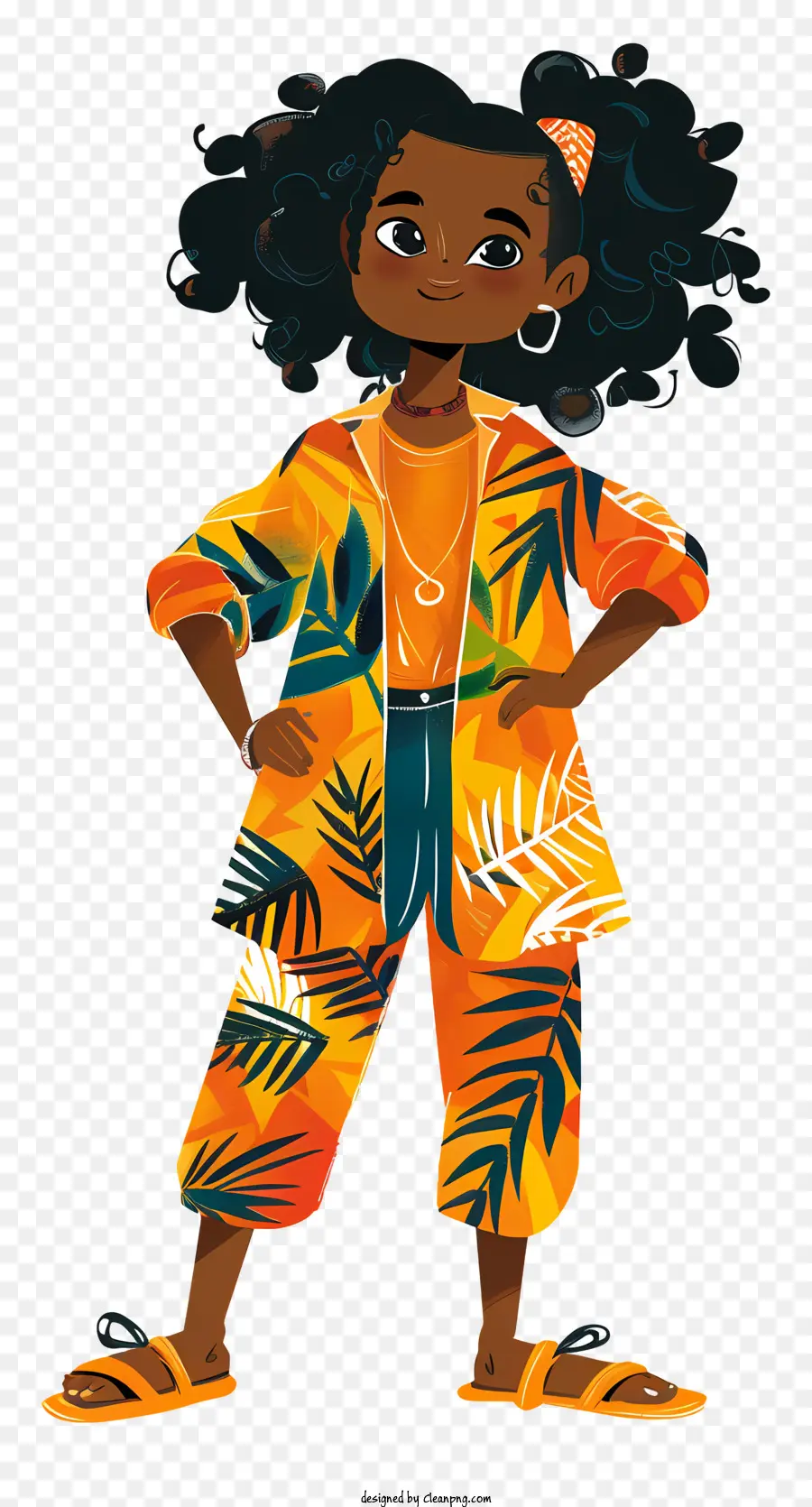 Chica Africana，Camisa Hawaiana PNG