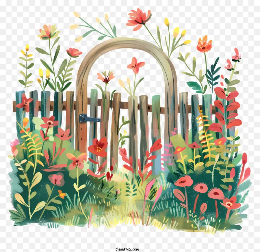 Puerta De Jardín De Primavera，Pintura De Jardín PNG