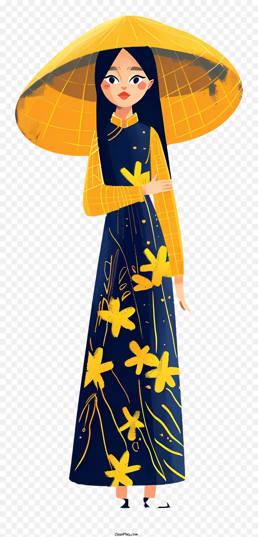 Ao Dai，Mujer Con Sombrero De Paja PNG