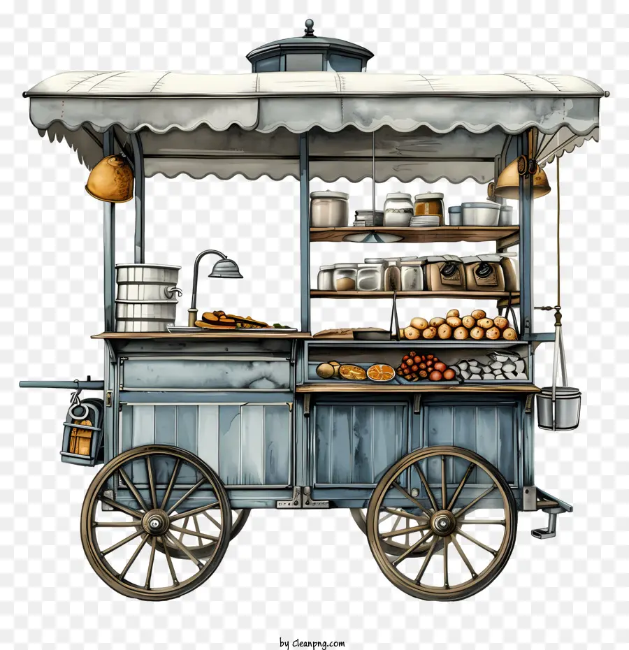 Carrito De Comida，De La Vendimia PNG