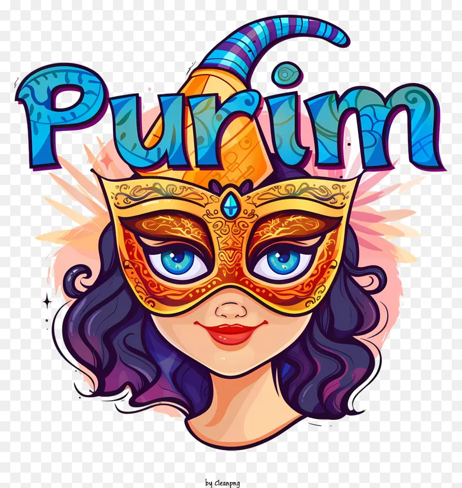 Purim，Chica Con Mascara PNG