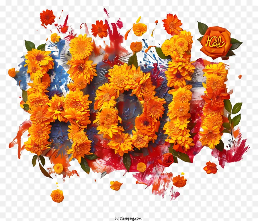 Holi，Diseño De Letras Florales PNG