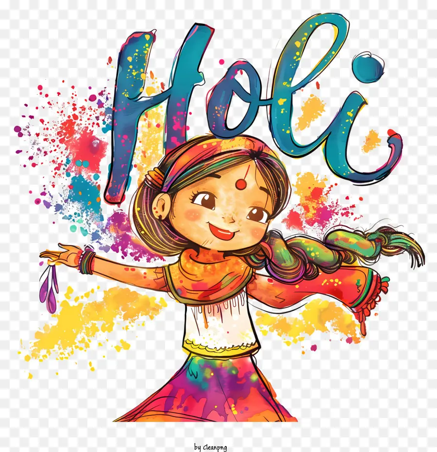 Holi，Chica Con Texto Holi PNG