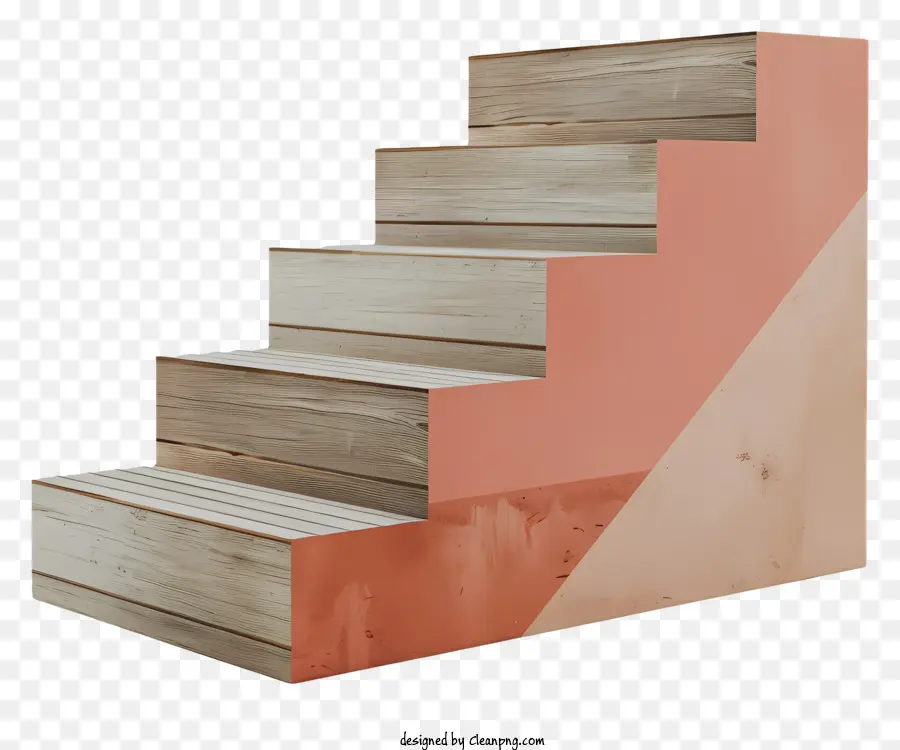 Escaleras De Madera，Tira De Color Melocotón PNG