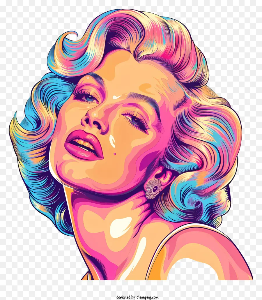 Marilyn Monroe，Retrato Colorido PNG