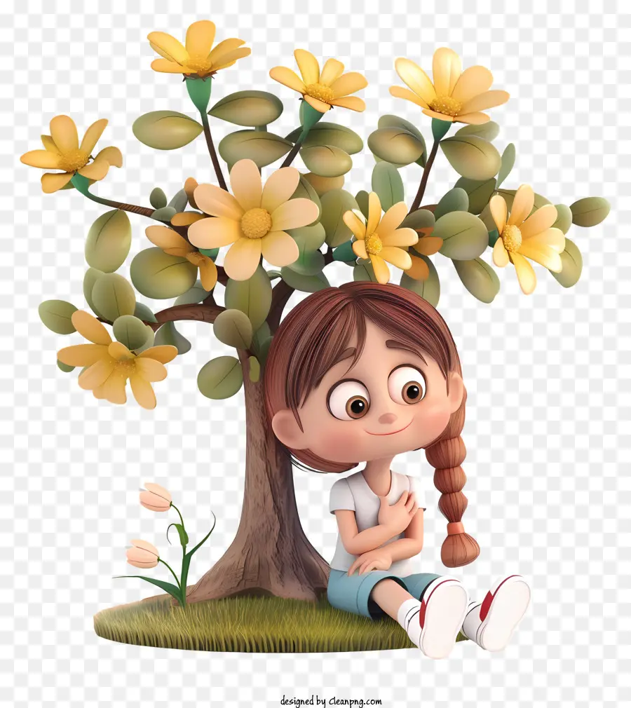 Tiempo De Primavera，Chica Bajo El árbol PNG