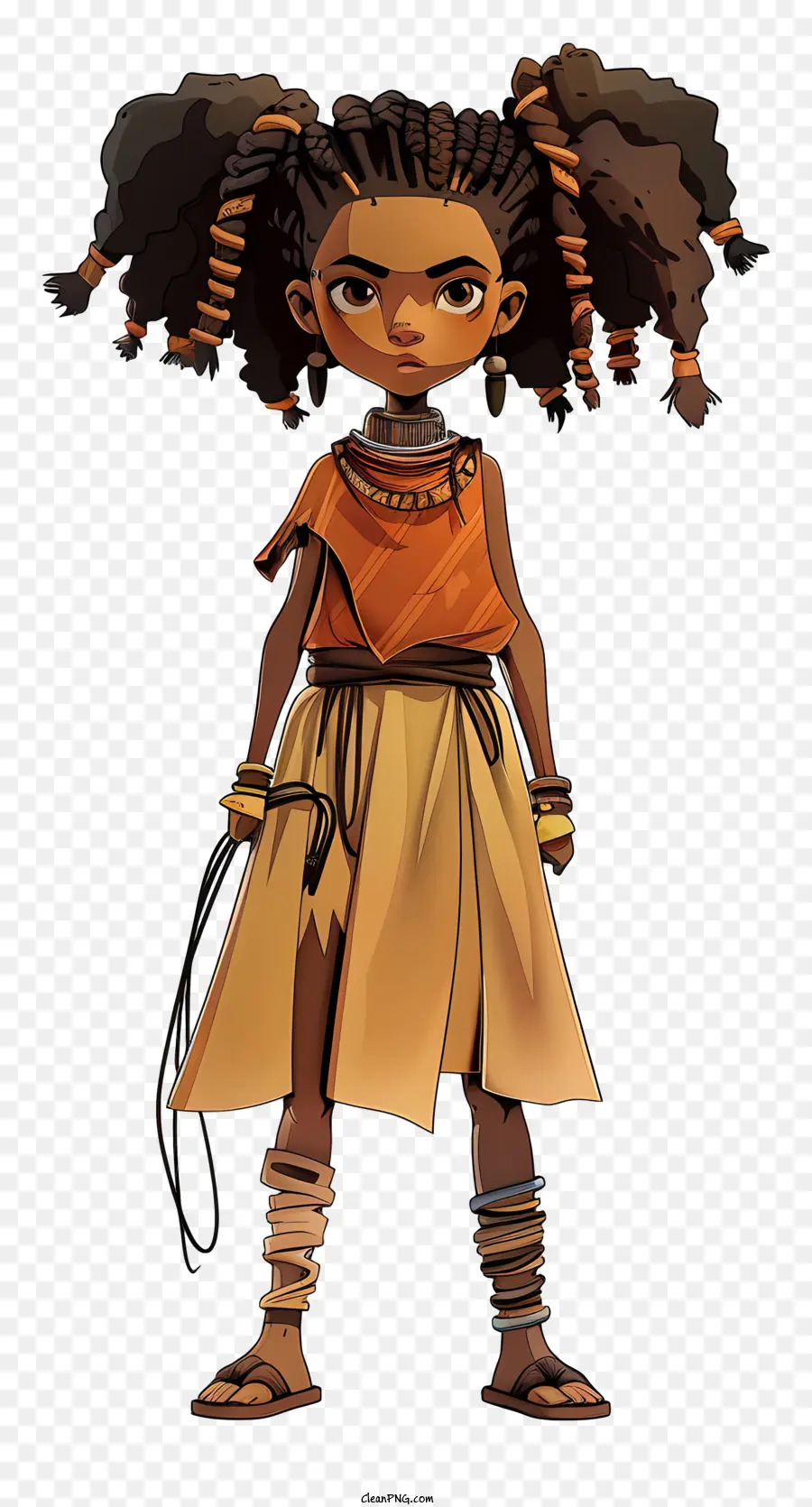 Niña Africana，Chica Animada Con Pelo Rizado PNG