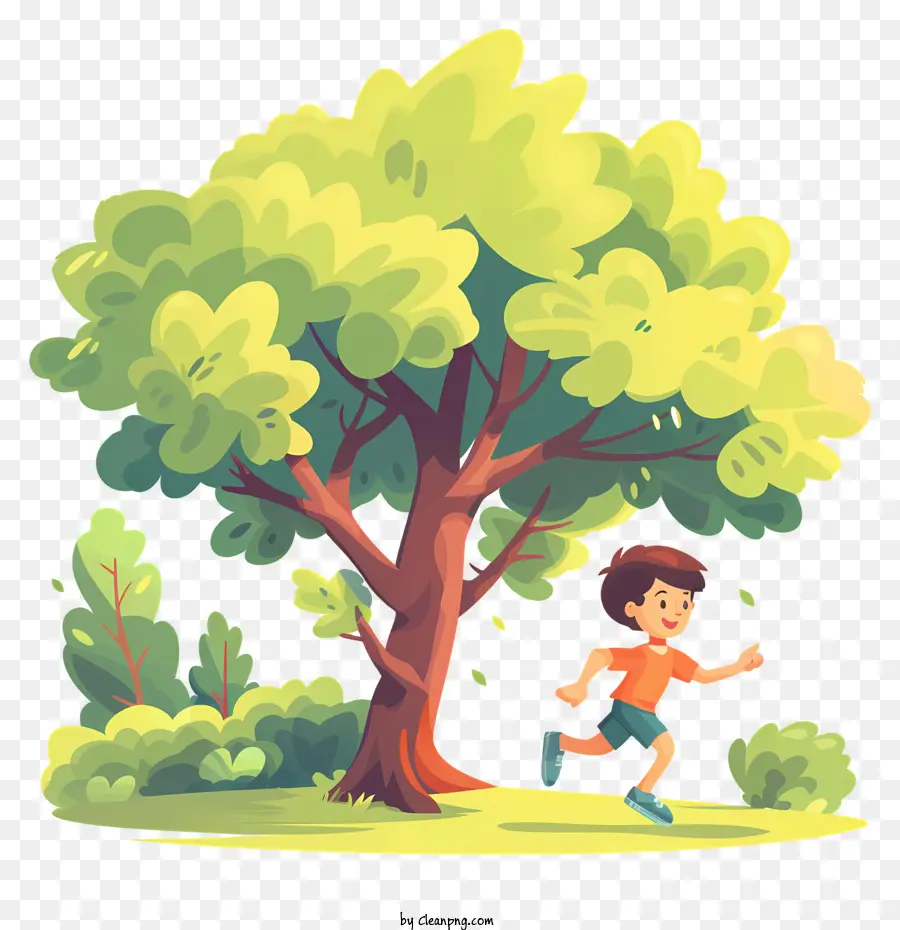 Niño Corriendo，Bosque PNG