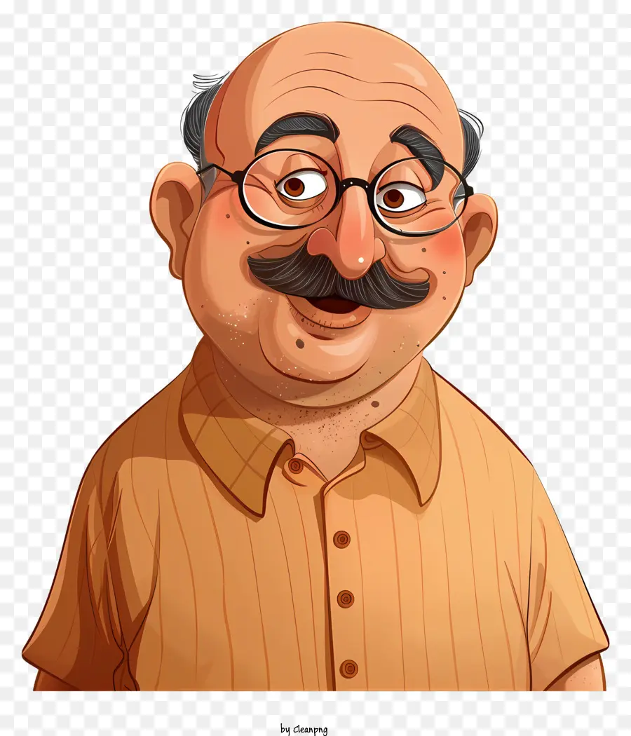 Motu Patlu，Hombre Calvo Con Gafas PNG