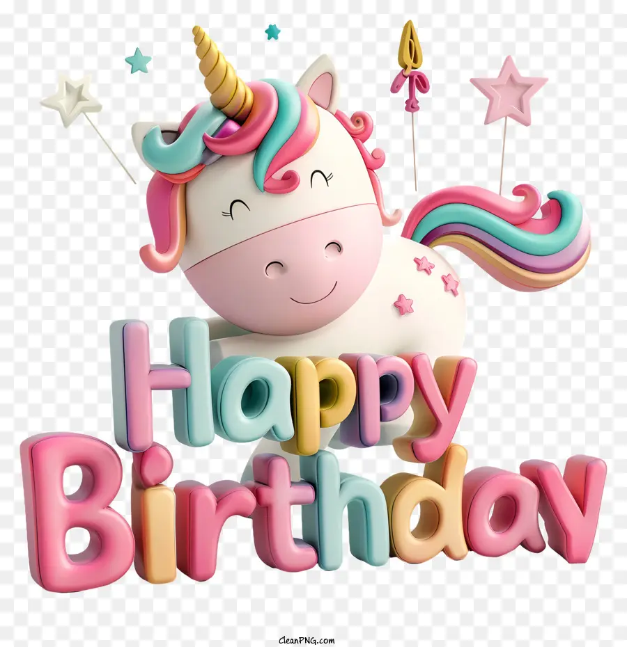 Lindo Texto De Feliz Cumpleaños，Lindo Unicornio PNG