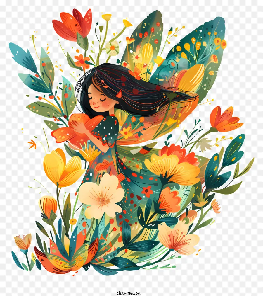 Flower Fairy，Mujer Joven PNG