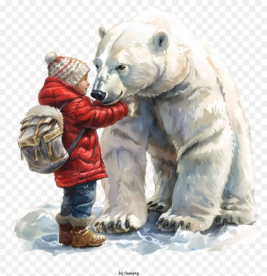 Día Internacional Del Oso Polar，Niño Y Oso Polar PNG