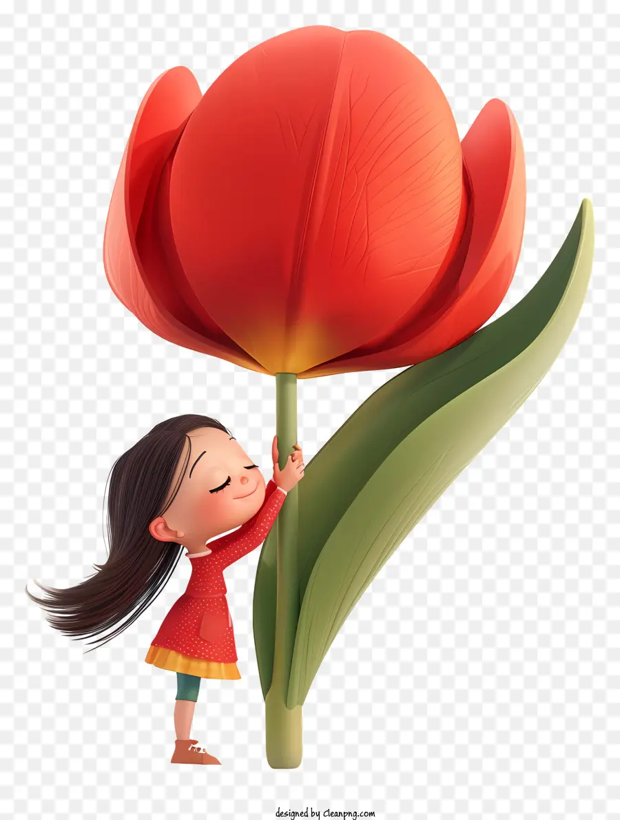 Tiempo De Primavera，Niña Y Flor PNG