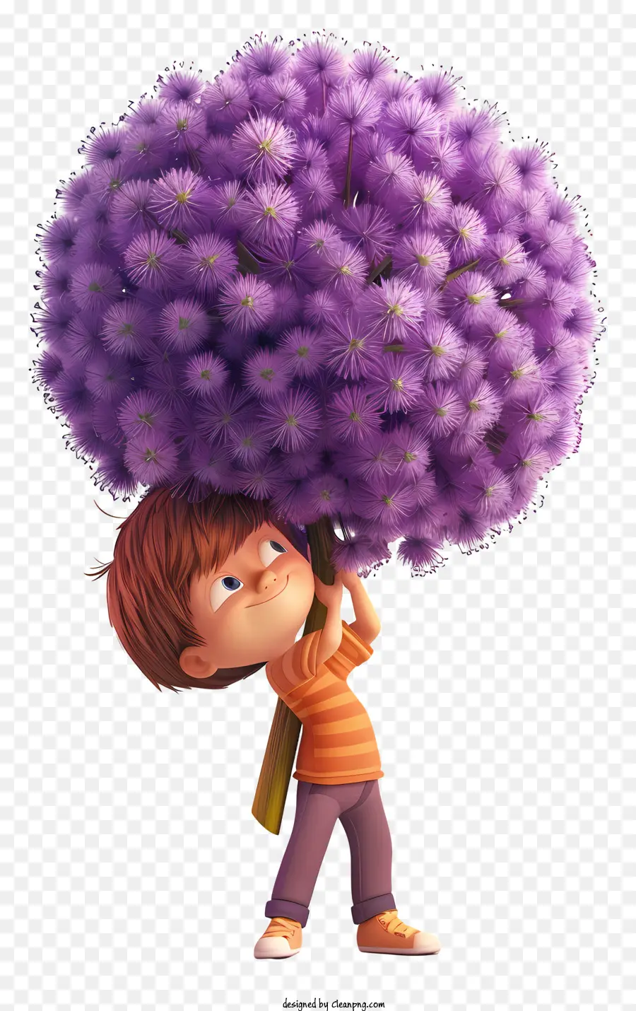 Tiempo De Primavera，Niño Con Flor Morada PNG