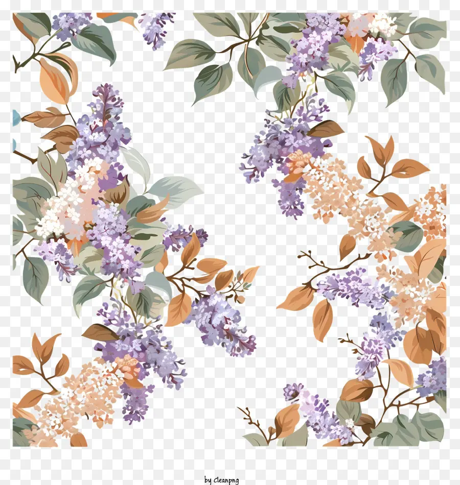 Flores Lilas，Patrón Floral PNG