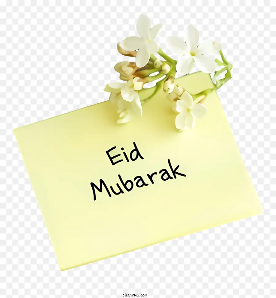 Eid Mubarak，Papel Amarillo PNG