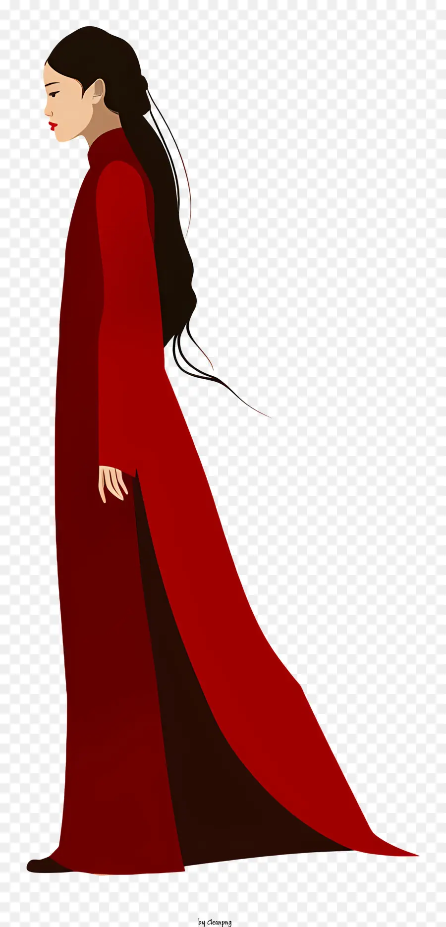 Chica De Moda，Mujer En Vestido Rojo PNG