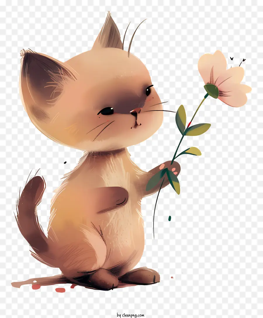 Pequeño Gato Jugando Flores，Gatito PNG