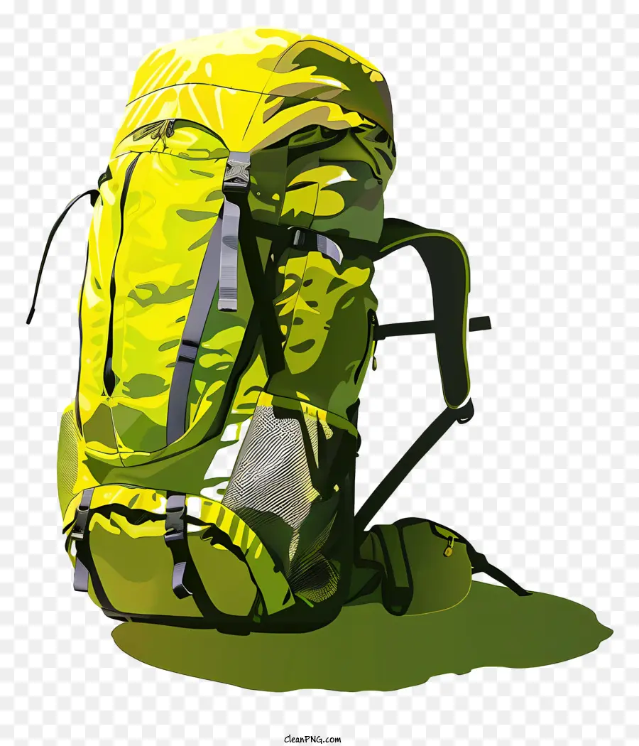 Mochila De Senderismo，Mochila Amarilla PNG