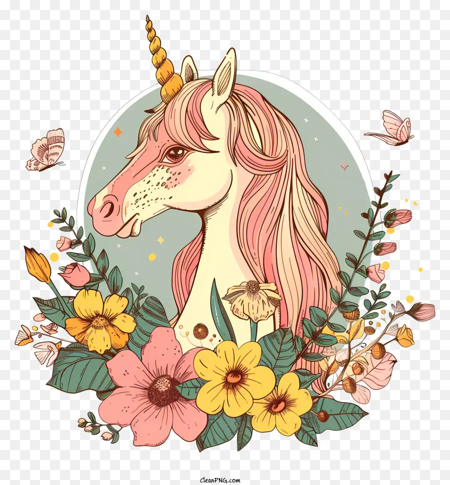 Unicornio Floral，Unicornio PNG