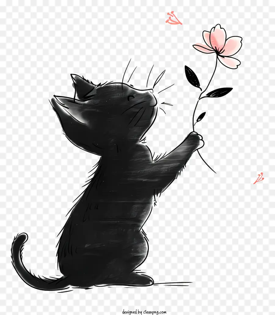 Gatito Jugando Flores，Gatito Negro PNG