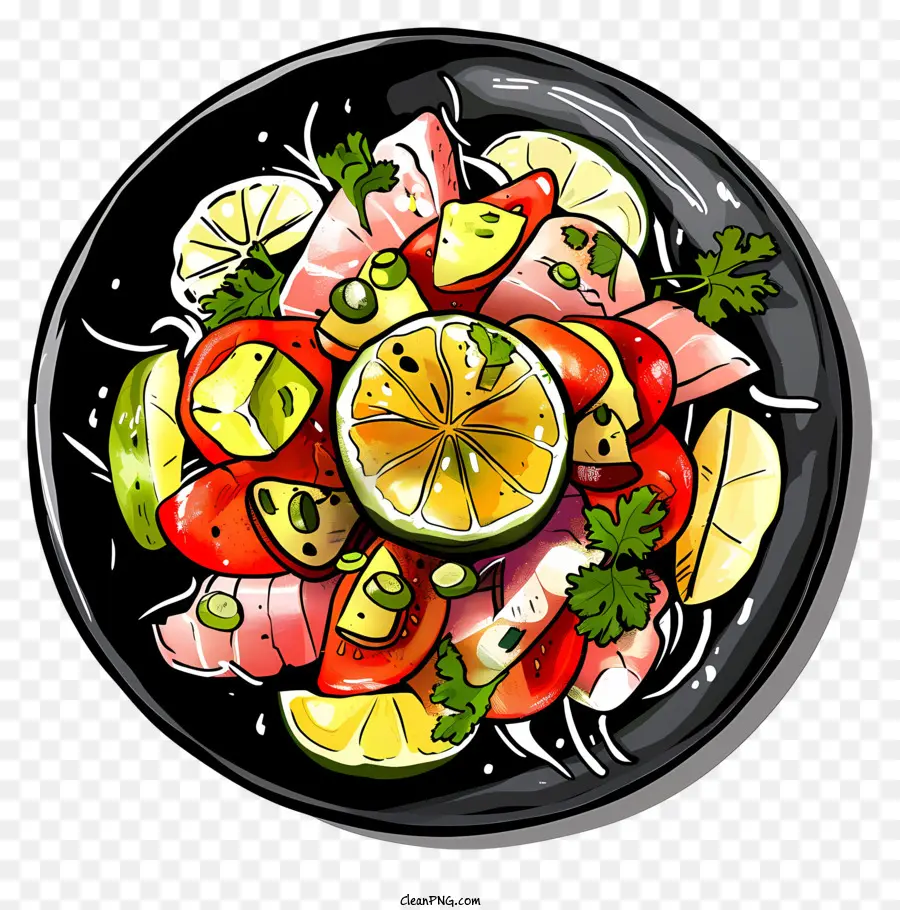 Ceviche，Plato De Ensalada PNG