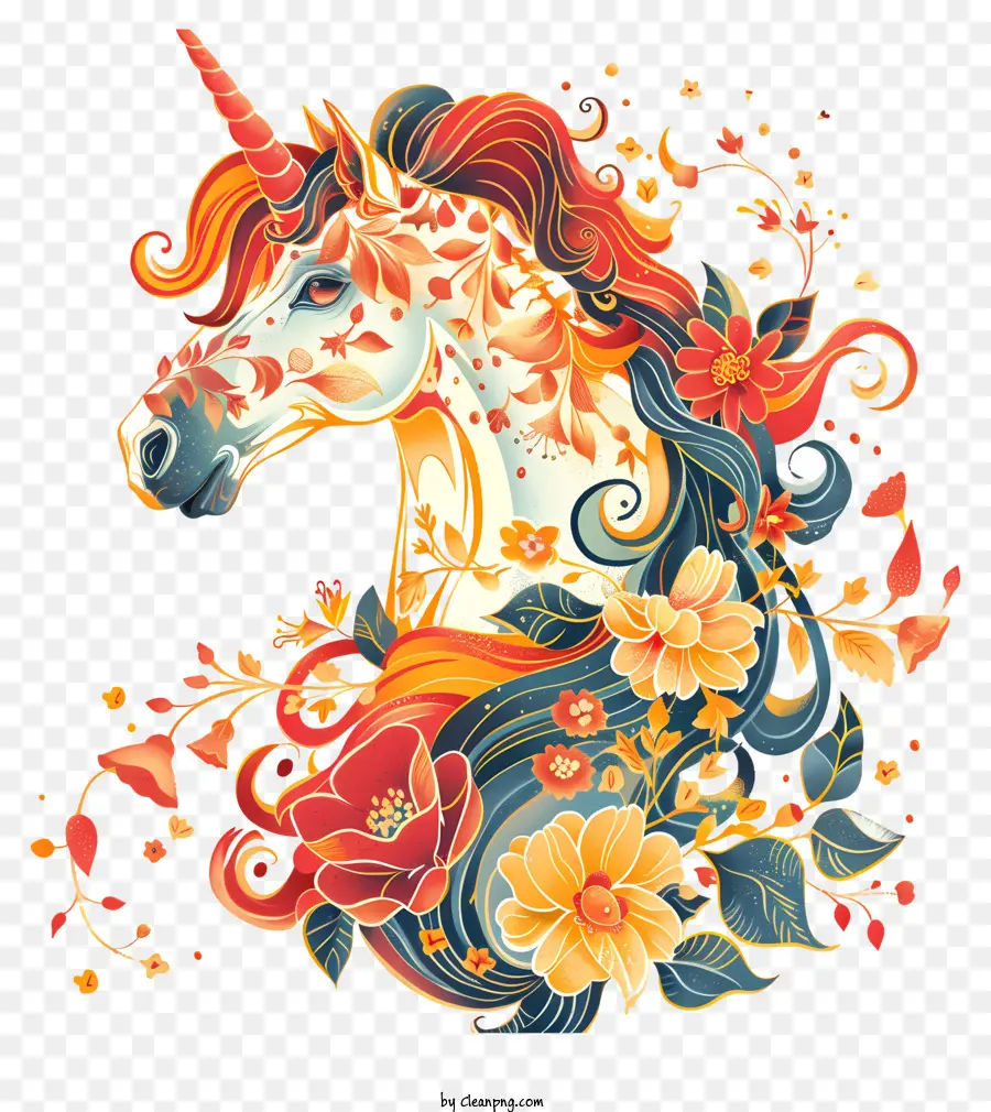 Unicornio Floral，Unicornio PNG