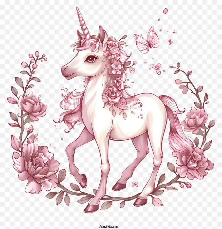 Unicornio Floral，Unicornio PNG