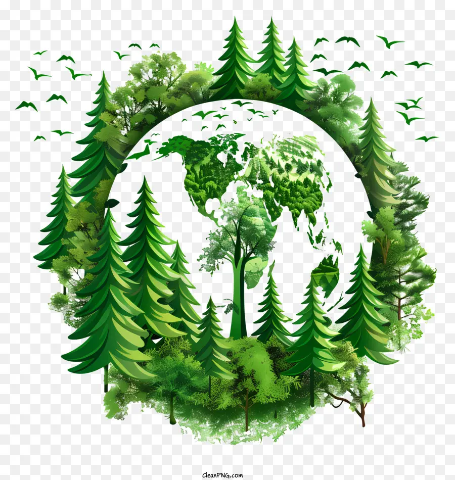 Día Internacional De Los Bosques，Tierra Con árboles PNG