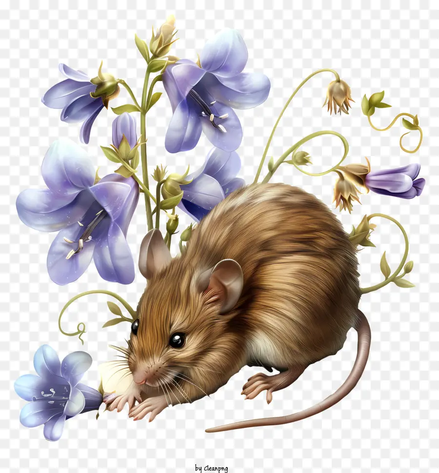 Tiempo De Primavera，Ratón Con Flores PNG