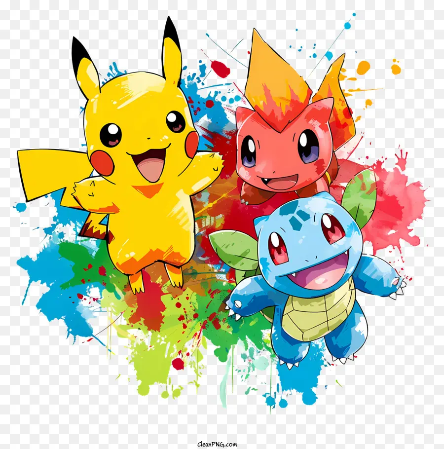 Pokemon，Pikachu Charmander Squirtle PNG