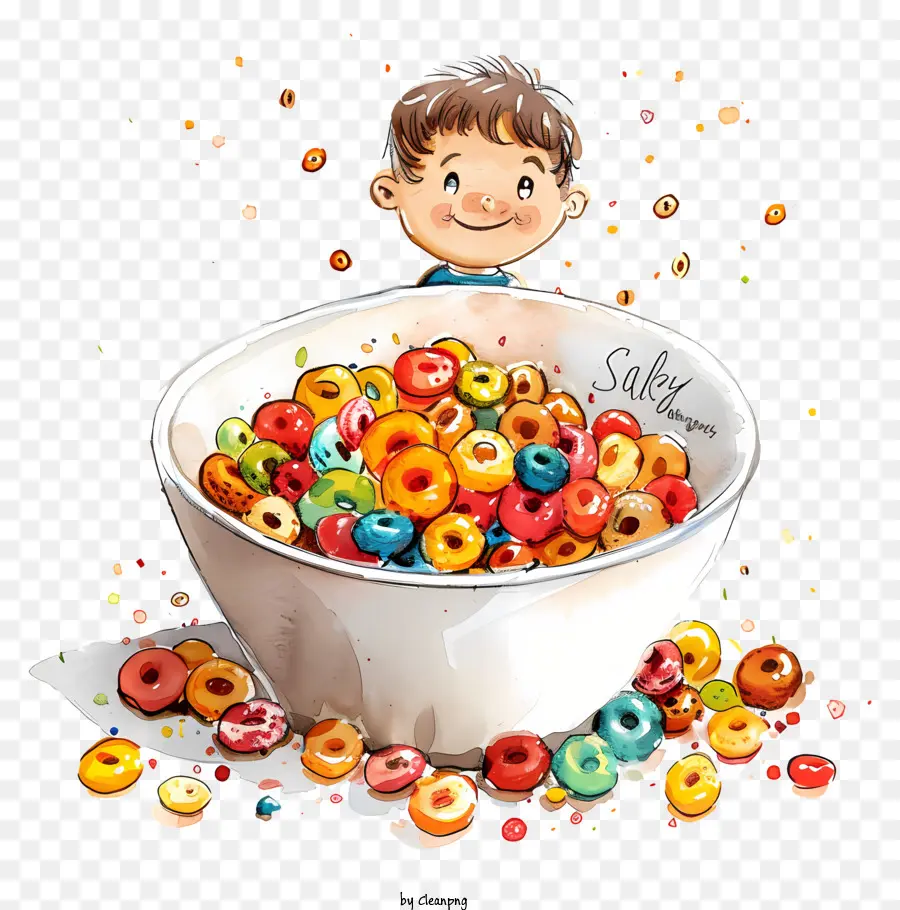 Día Del Cereal，Niño Con Cereal PNG