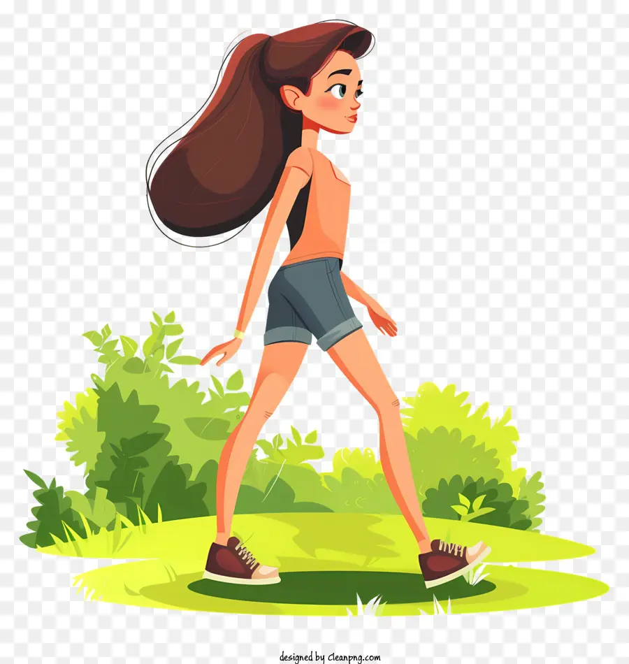 Caricatura De Mujer Caminando，Mujer Joven PNG